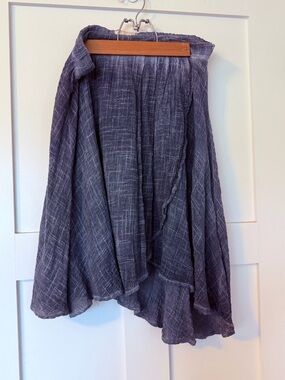 Anthropologie Tina JoWomen's Textured Midi Skirt in Washed Blue